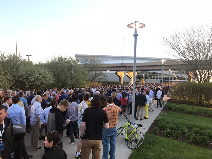 The line to enter the Berkshire Hathaway shareholder meeting at 6:45 a.m.